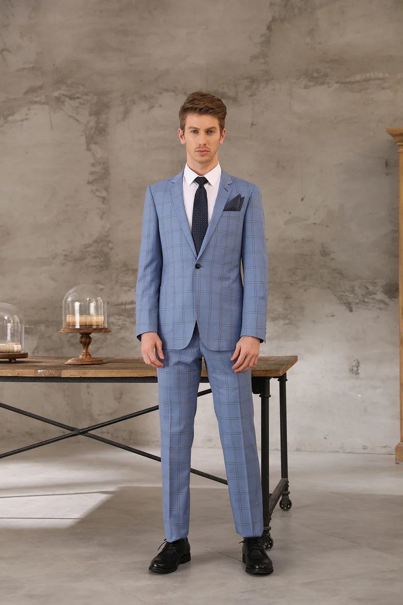 Shenzhen High Quality Wool Cashmere Business Casual Light Blue Suit Three-piece Suit