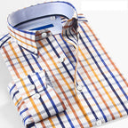 Shirt Men's Autumn Thin Long Sleeve Light Maturity Fashion Business Slim Light Luxury Color Plaid Shirt Men's Wear