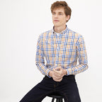 Shirt Men's Autumn Thin Long Sleeve Light Maturity Fashion Business Slim Light Luxury Color Plaid Shirt Men's Wear