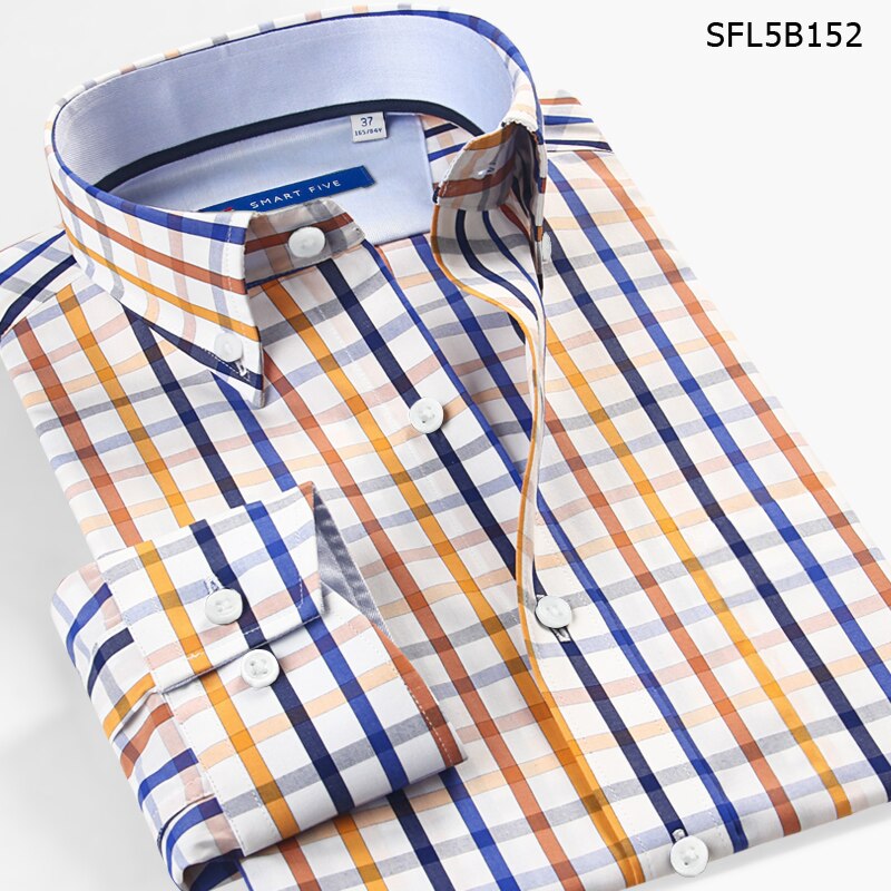 Shirt Men's Autumn Thin Long Sleeve Light Maturity Fashion Business Slim Light Luxury Color Plaid Shirt Men's Wear