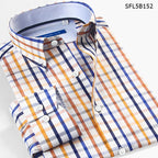 Shirt Men's Autumn Thin Long Sleeve Light Maturity Fashion Business Slim Light Luxury Color Plaid Shirt Men's Wear