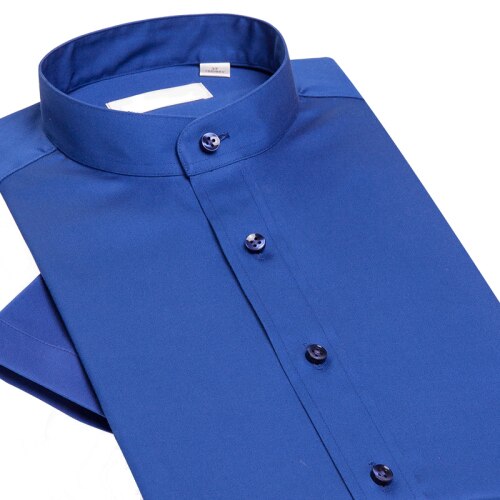 Shirt Men's Short Sleeve Business Casual Slim Fit Cotton Korean Fashion Solid Summer Shirt Chinese Style Men's Wear