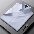 Short Sleeved Shirt for Men's Summer Middle-aged and Young Business Attire, Wrinkle Resistant and Iron-free Plaid Shirt