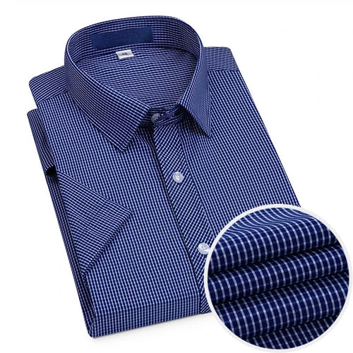 Short Sleeved Shirt for Men's Summer Solid Color Pure Cotton Non Ironing and Wrinkle Resistant Business Work White Shirt