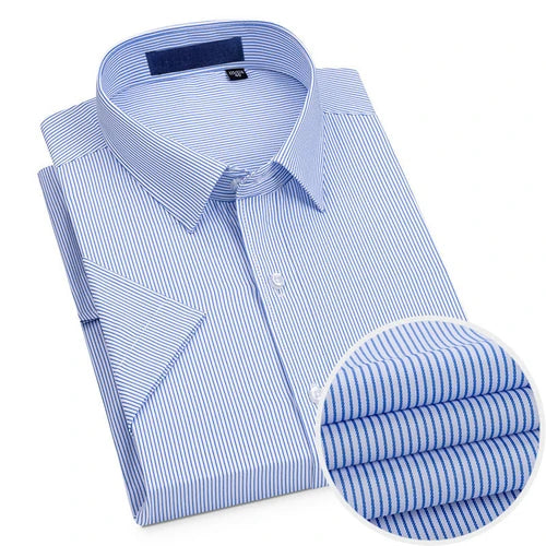 Short Sleeved Shirt for Men's Summer Solid Color Pure Cotton Non Ironing and Wrinkle Resistant Business Work White Shirt
