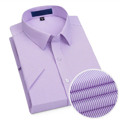Short Sleeved Shirt for Men's Summer Solid Color Pure Cotton Non Ironing and Wrinkle Resistant Business Work White Shirt