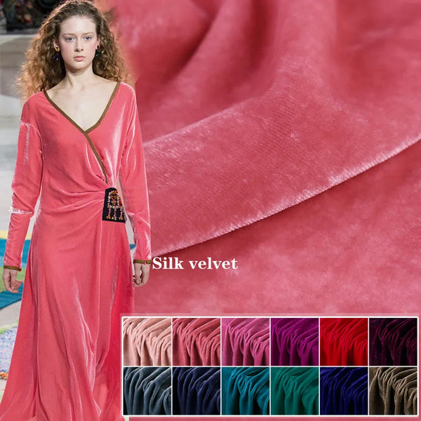 Silk Velvet Fabric Silk Fabric Silk Velvet Dress Fabric Indy Pink Blue Grey Rose Red Grass Green Color