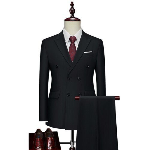 Simple and Fashionable Men's English Style Elegant Business Casual Wedding Gentleman Set Two-piece