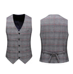 Slim Fit Plaid Stripe Elegant Gentleman Business Set Wedding Men's Set 3 Pieces