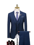 Slim Korean Casual British Lattice Bridegroom's Suit for Men