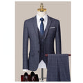 Slim Korean Casual British Lattice Bridegroom's Suit for Men