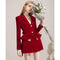 Small Red Suit Dress New Year Women's Dress Temperament Sexy Open Back Lace Up Waist Wrapped Suit Dress