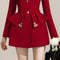 Small Red Suit Dress New Year Women's Dress Temperament Sexy Open Back Lace Up Waist Wrapped Suit Dress