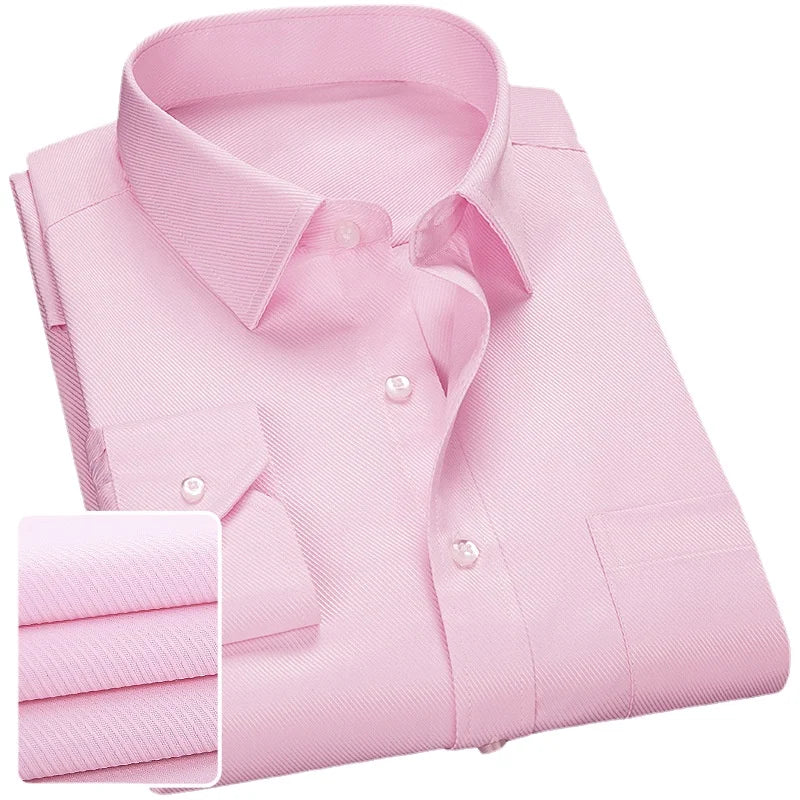 Solid Color Professional Business Slim Fitting Casual Long Sleeved Men's Clothing Shirt