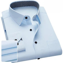 Solid Color Professional Business Slim Fitting Casual Long Sleeved Men's Clothing Shirt