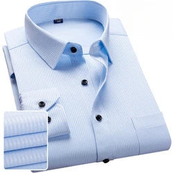 Solid Color Professional Business Slim Fitting Casual Long Sleeved Men's Clothing Shirt