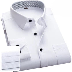 Solid Color Professional Business Slim Fitting Casual Long Sleeved Men's Clothing Shirt