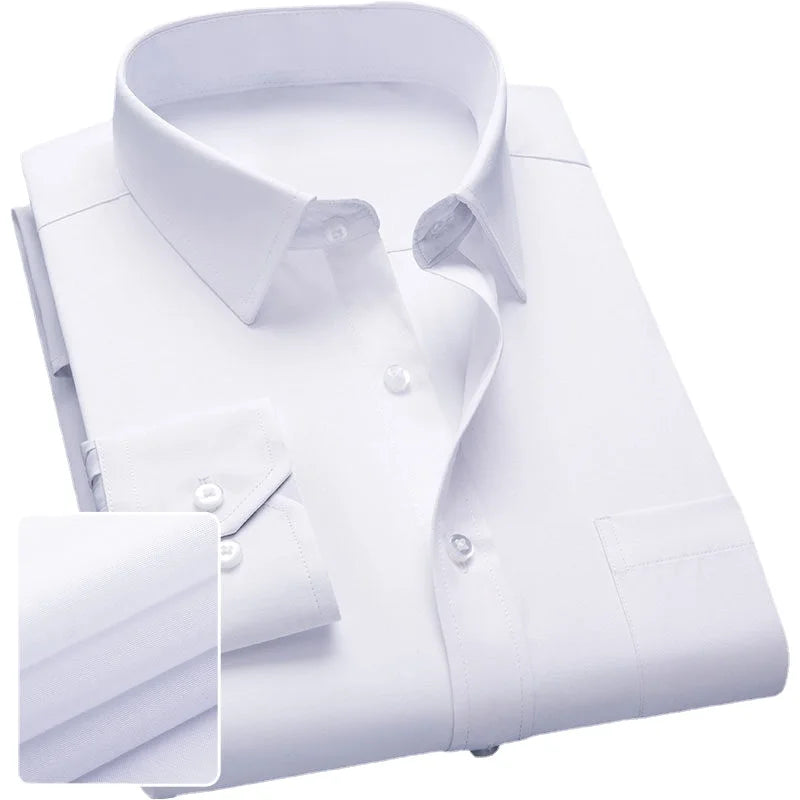 Solid Color Professional Business Slim Fitting Casual Long Sleeved Men's Clothing Shirt