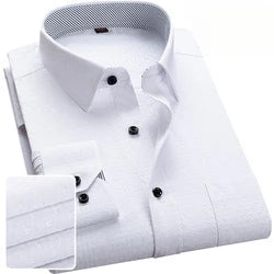 Solid Color Professional Business Slim Fitting Casual Long Sleeved Men's Clothing Shirt