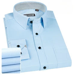 Solid Color Professional Business Slim Fitting Casual Long Sleeved Men's Clothing Shirt