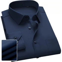 Solid Color Professional Business Slim Fitting Casual Long Sleeved Men's Clothing Shirt