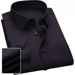 Solid Color Professional Business Slim Fitting Casual Long Sleeved Men's Clothing Shirt