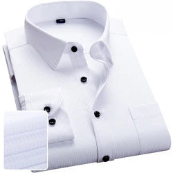 Solid Color Professional Business Slim Fitting Casual Long Sleeved Men's Clothing Shirt