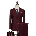 Solid Elegant Long Sleeve Slim Fit Double Breasted Two Piece Business Set
