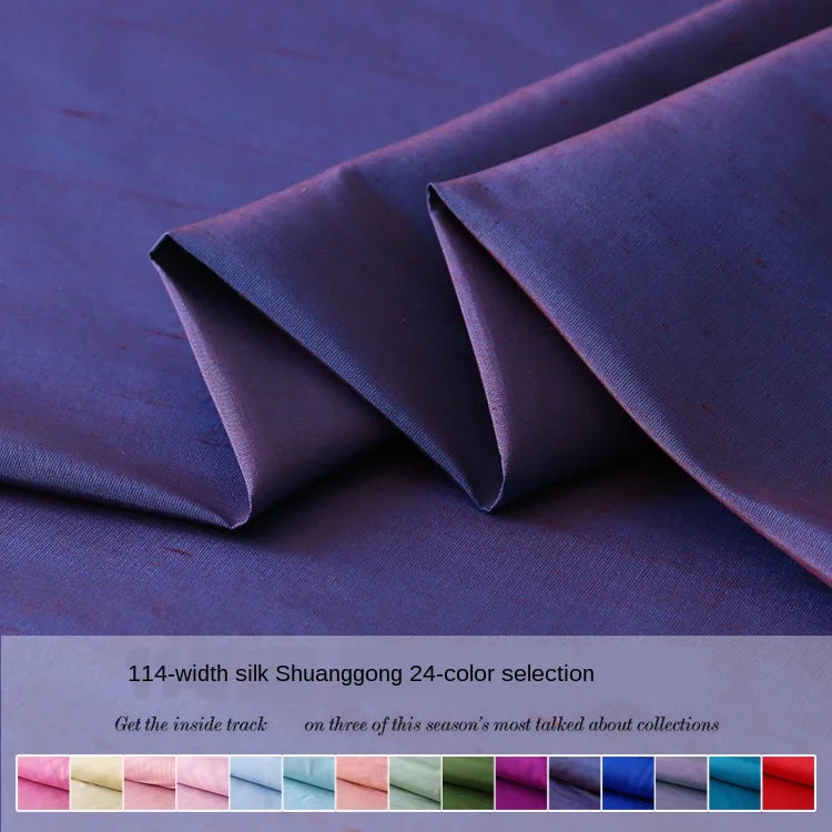 Solid Color Silk Double Palace Fabric Stiff Mulberry Silk Double Palace Fabric Dyed Yarn Double Palace Fabric Silk Clothing