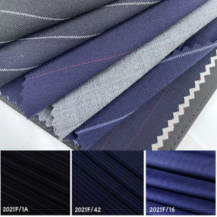 Spring and Summer New Products Worsted Wool Suit Fabric Men's and Women's Suit Wool Stripe Blend