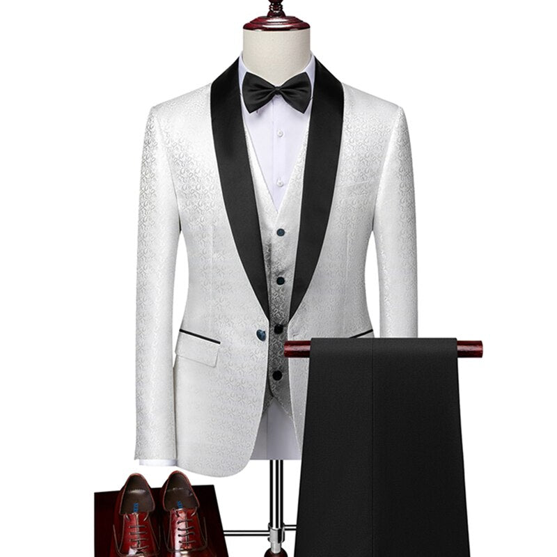 Fashionable and Elegant Men's Casual Business English Style Suit Three Piece Set