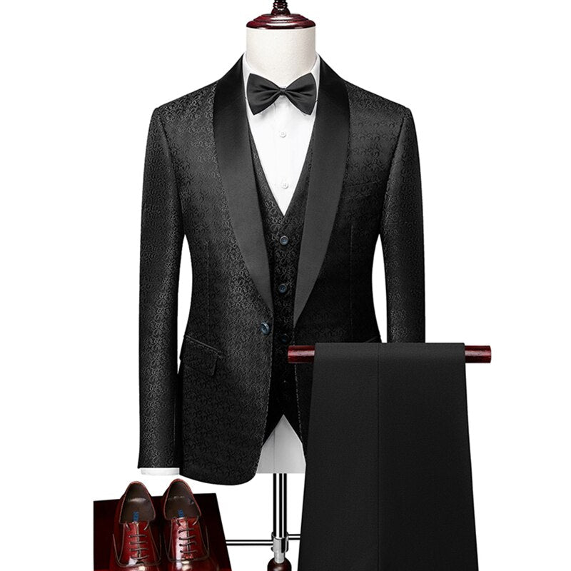 Fashionable and Elegant Men's Casual Business English Style Suit Three Piece Set