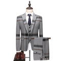 Suit Men's Casual Three Piece Suit Korean Version Slim Fit Large Plaid Bridegroom's Dress Suit