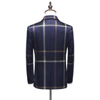 Suit Men's Casual Three Piece Suit Korean Version Slim Fit Large Plaid Bridegroom's Dress Suit