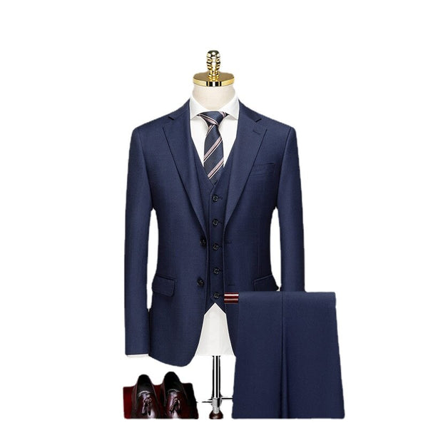 Suit Men's Three Piece Business Professional Formal Dress Groom's Wedding Dress Korean Summer Thin Suit Men's Suit