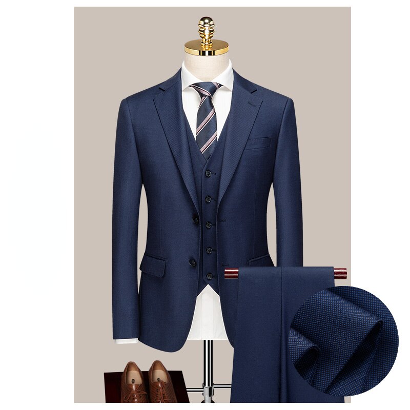Suit Men's Three Piece Business Professional Formal Dress Groom's Wedding Dress Korean Summer Thin Suit Men's Suit