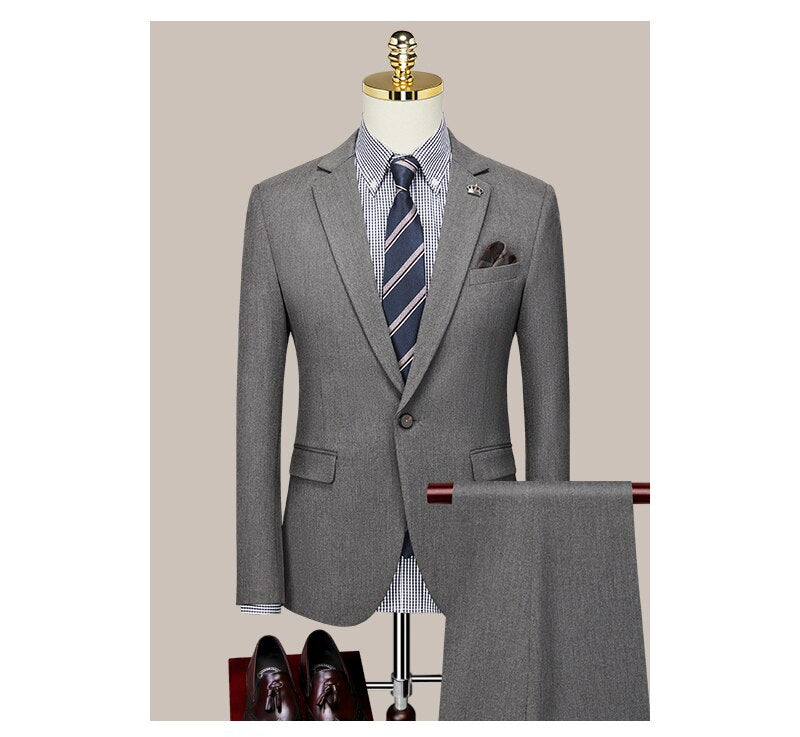 Suit Men's Three Piece Suit Korean Formal Light Mature Wind Black Men's Suit