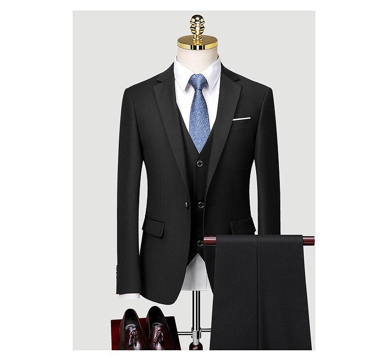 Suit Men's Wedding Dress Korean Version Slim Professional Formal Groomsman Dress Small Suit Three Piece Men's Suit
