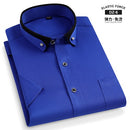 Summer Casual Solid Color Non Ironing Business Black Diamond Button Men's Shirt Best Man's Shirt Short Sleeved Shirt Man