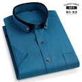 Summer Casual Solid Color Non Ironing Business Black Diamond Button Men's Shirt Best Man's Shirt Short Sleeved Shirt Man