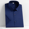 Summer New Men's Short Sleeve Shirt Business Casual Royal Blue Shirt Men's Half Sleeve Slim Fit and Non Iron