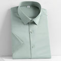 Summer New Men's Short Sleeve Shirt Business Casual Royal Blue Shirt Men's Half Sleeve Slim Fit and Non Iron