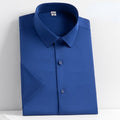 Summer New Men's Short Sleeve Shirt Business Casual Royal Blue Shirt Men's Half Sleeve Slim Fit and Non Iron
