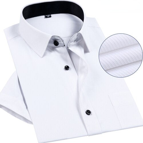 Summer Thin Short Sleeved White Shirt for Men's Business and Leisure Work Attire Collar Half Sleeved Shirt for Men