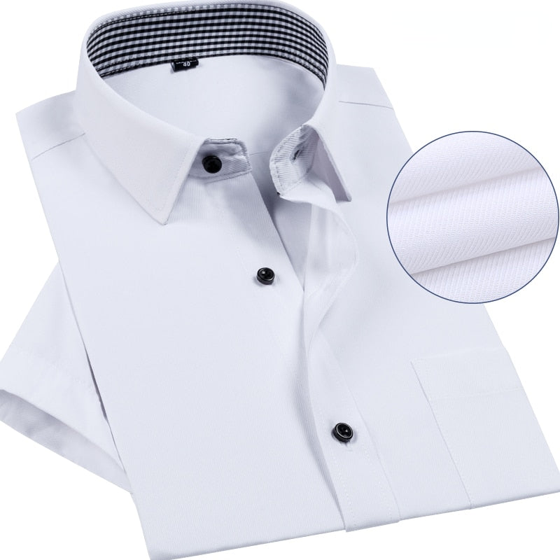 Summer Thin Short Sleeved White Shirt for Men's Business and Leisure Work Attire Collar Half Sleeved Shirt for Men