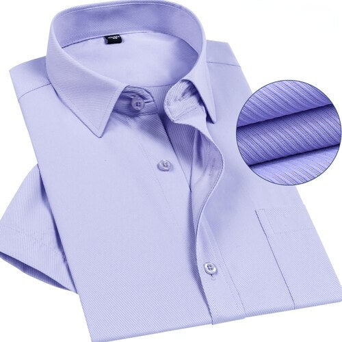 Summer Thin Short Sleeved White Shirt for Men's Business and Leisure Work Attire Collar Half Sleeved Shirt for Men