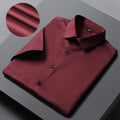 Summer Wine Red Shirt Men's Short Sleeve Business Dress Solid Color Shirt