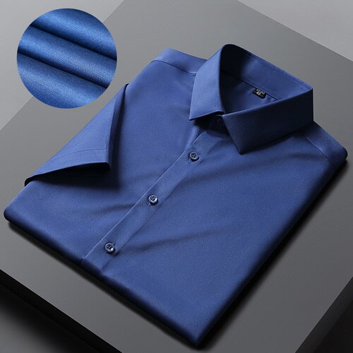 Summer Wine Red Shirt Men's Short Sleeve Business Dress Solid Color Shirt