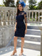 Tailor Made Dress Blue Lace Beaded for Weddings Half Sleeves Groom Godmother Dresses Formal Gowns