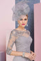 Tailor Make Gray Lace Appliqued Mother of The Bride Groom Dress with Cape Chiffon 2 Pieces Wedding Wedding Guest Dress